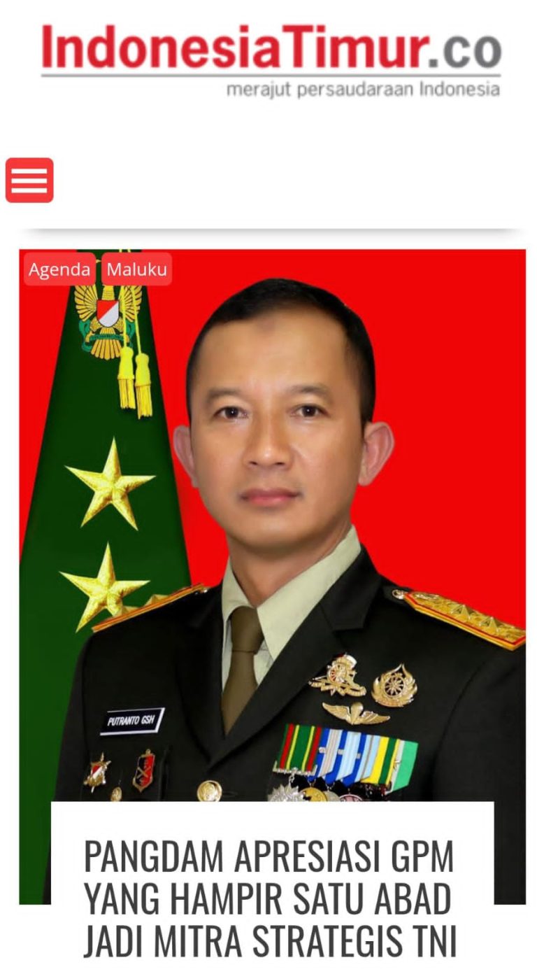 Pangdam Apresiasi GPM yang Hampir Satu Abad Jadi Mitra Strategis TNI